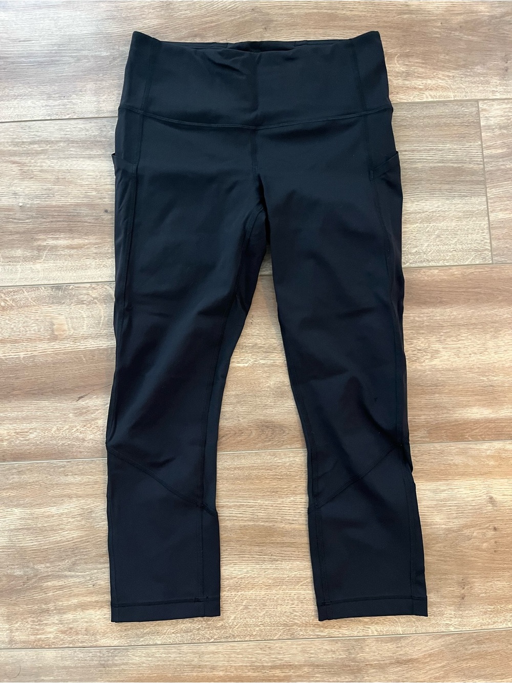 Lululemon Leggings Run Inspire II Pocket Solid Black Mesh Panel
